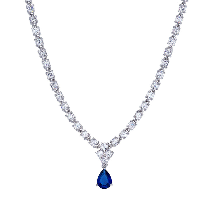 Comete Necklace in 925‰ Silver and white and blue Zircons GLA266