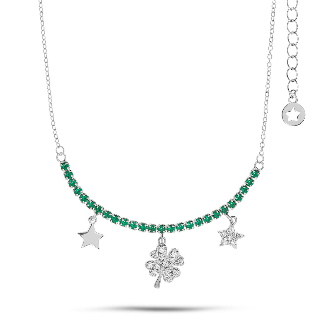 Comete Tennis Choker in Silver Cloverleaf GLA256