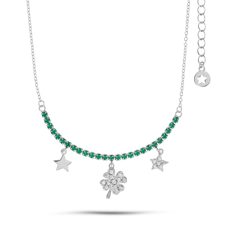 Comete Tennis Choker in Silver Cloverleaf GLA256