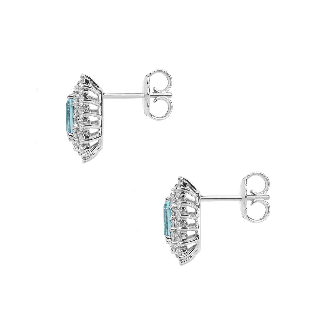 Comete Earrings in Gold, Diamonds and Octagonal Aquamarine ORQ261