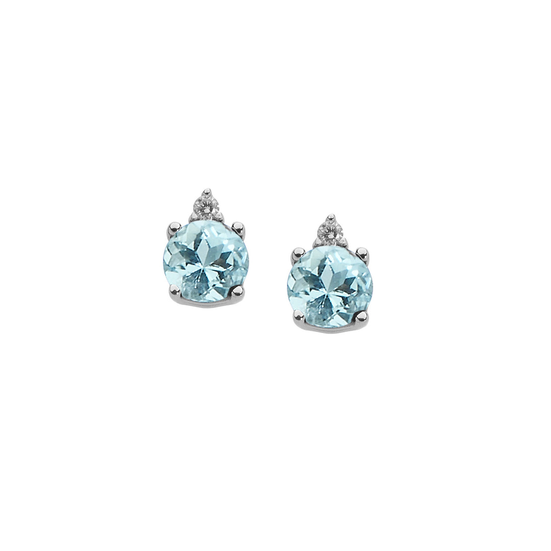 Comete Earrings in Gold, Diamonds and Round Aquamarine ORQ229