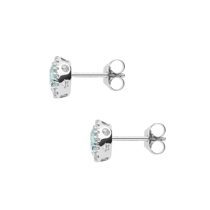 Comete Gold Earrings with Diamonds and Aquamarine Heart ORQ251