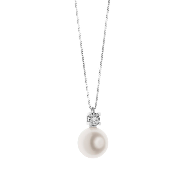 Comete Necklace Pearl light point in Gold and Diamond GLP593