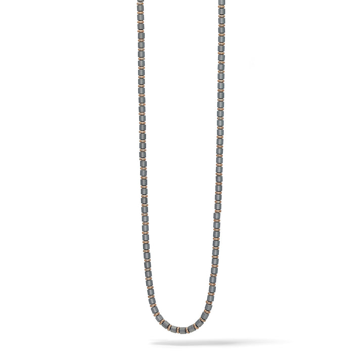 Comete Necklace in Steel, pink and gray PVD with Hematite UGL731