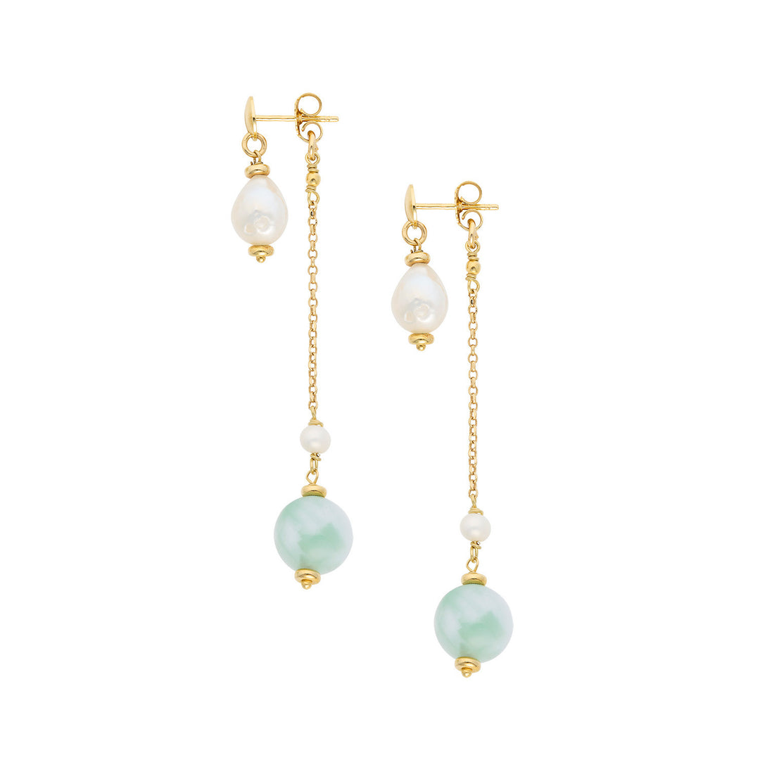 Comete Earrings in 925‰ Silver with Acquadolce Pearls, colored Jade, Angelite ORA228