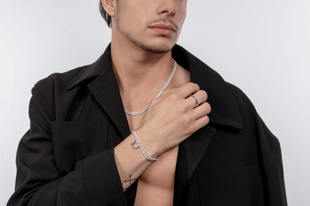 Comete Bracelet in rhodium-plated 925‰ silver, steel, white zircons UBR1292M17