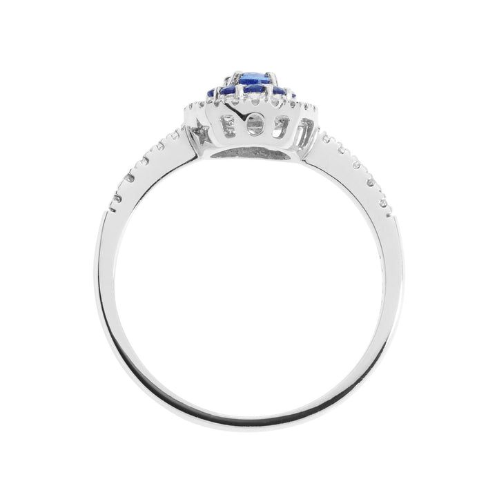 Comete Gold Ring with Diamonds and Blue Sapphires ANB2579