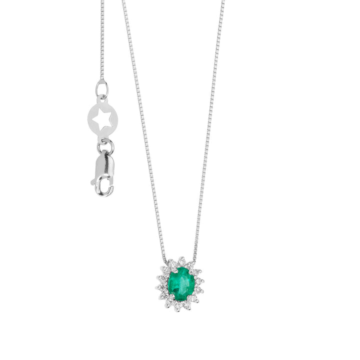 Comete Necklace in Gold, Diamonds and Oval Emerald GLB1569S3