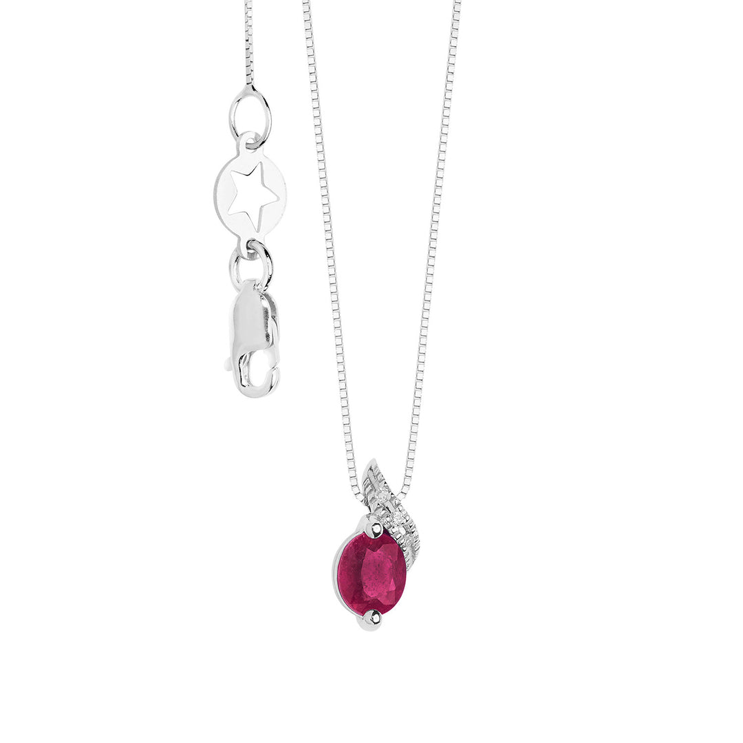 Comete Necklace with Ruby and Diamonds in white gold GLB1636