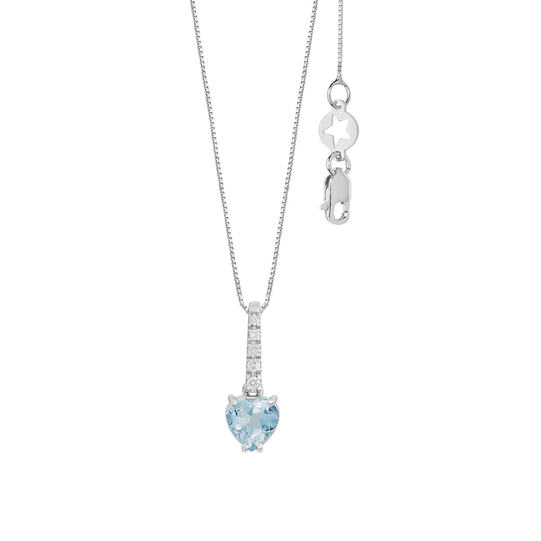 Comete Aquamarine heart necklace in gold and white diamonds GLQ319