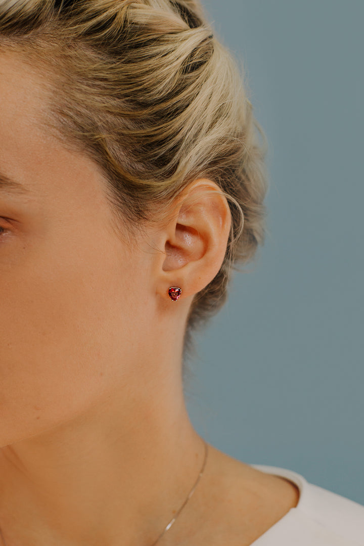 Comete Earrings in Gold and Rubies Heart ORB918