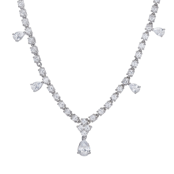Comete Necklace in 925‰ Silver and white teardrop Zircons GLA267