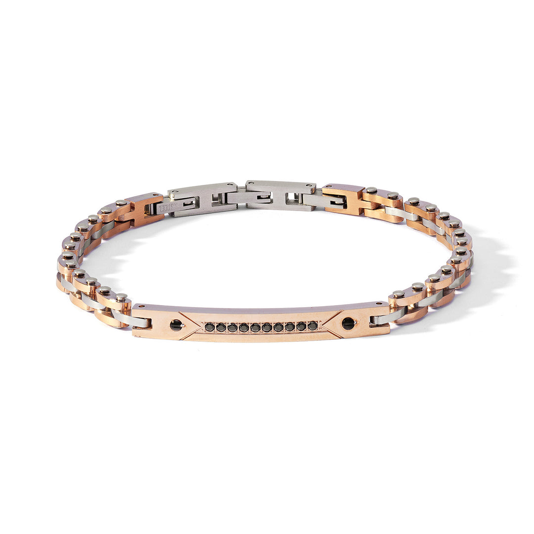 Comete Bracelet Black steel, pink PVD, and black zircons UBR1189