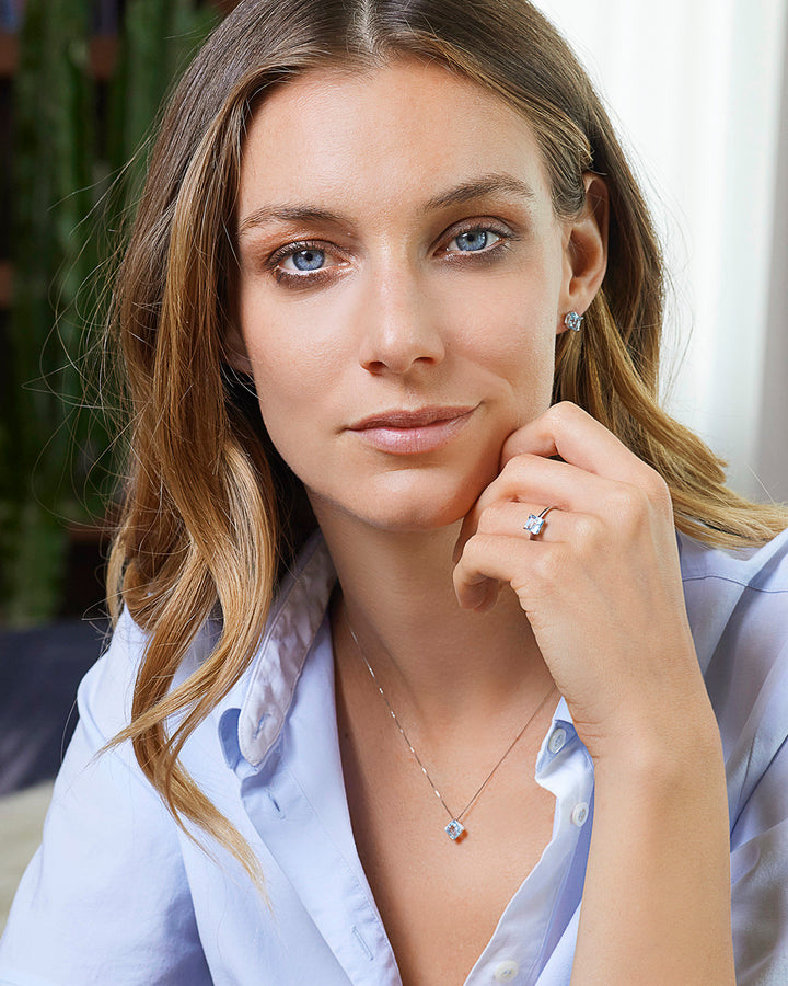 Comete Earrings in white gold with Blue Topazes Carrè ORB1096