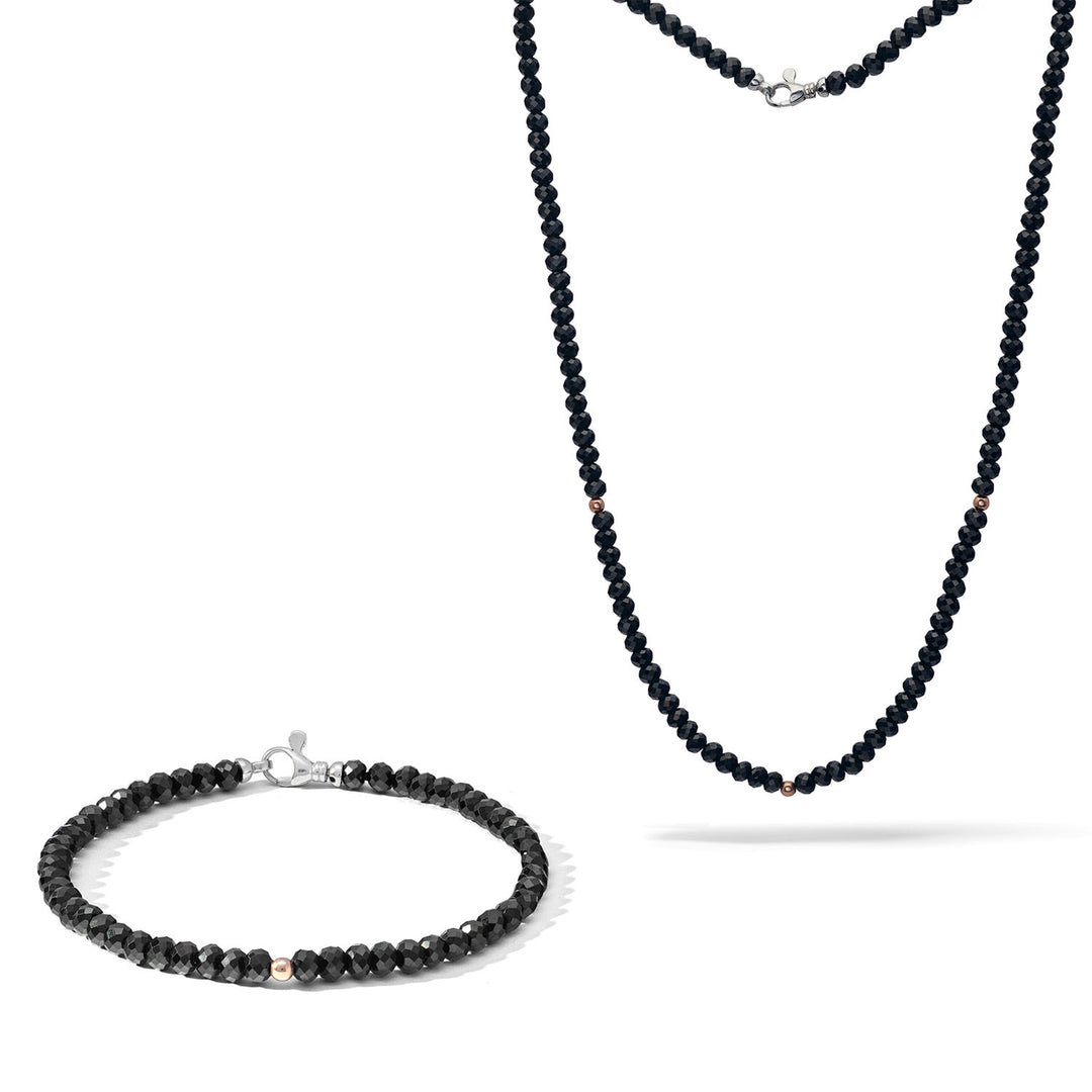Comete Necklace and Bracelet in Silver with black spinels KIT7391175
