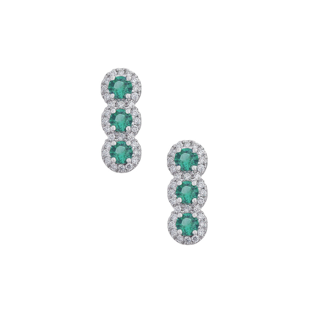 Comete Trilogy Earrings with Emerald in Gold and White Diamonds ORB1139