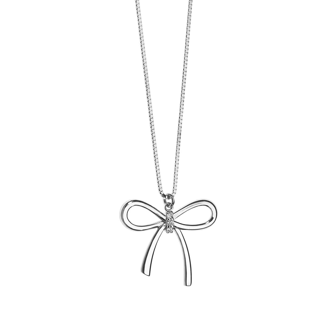 Comete Necklace in white gold with bow and diamonds GLB1235