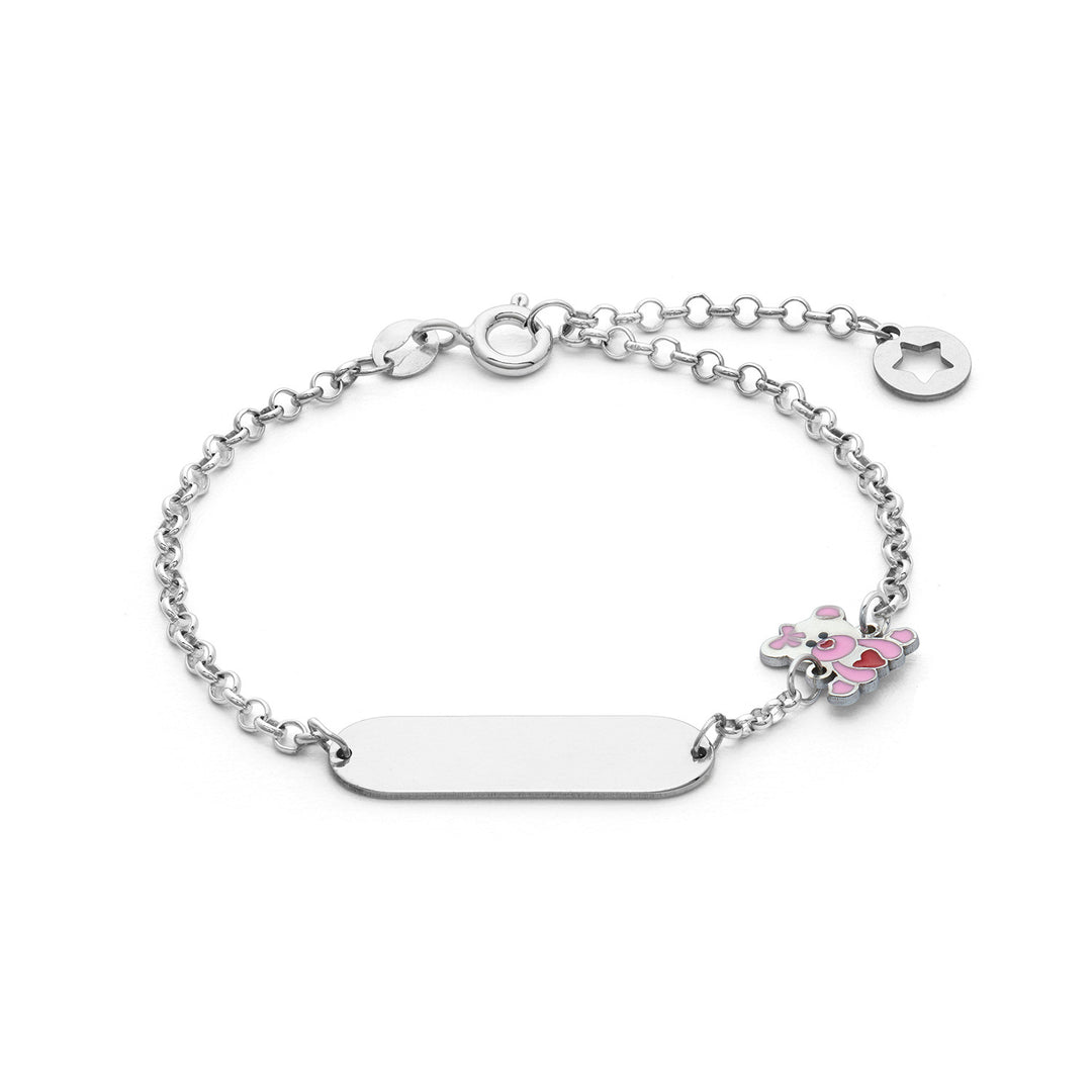 Comete Silver Bracelet with colored Teddy Bear BRA255