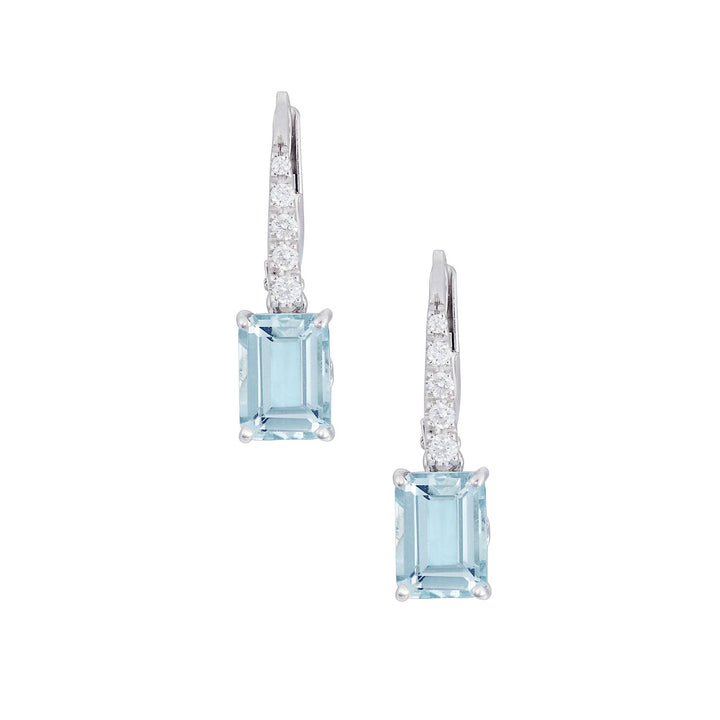 Comete Octagonal Aquamarine Earrings in Gold and Diamonds ORQ278