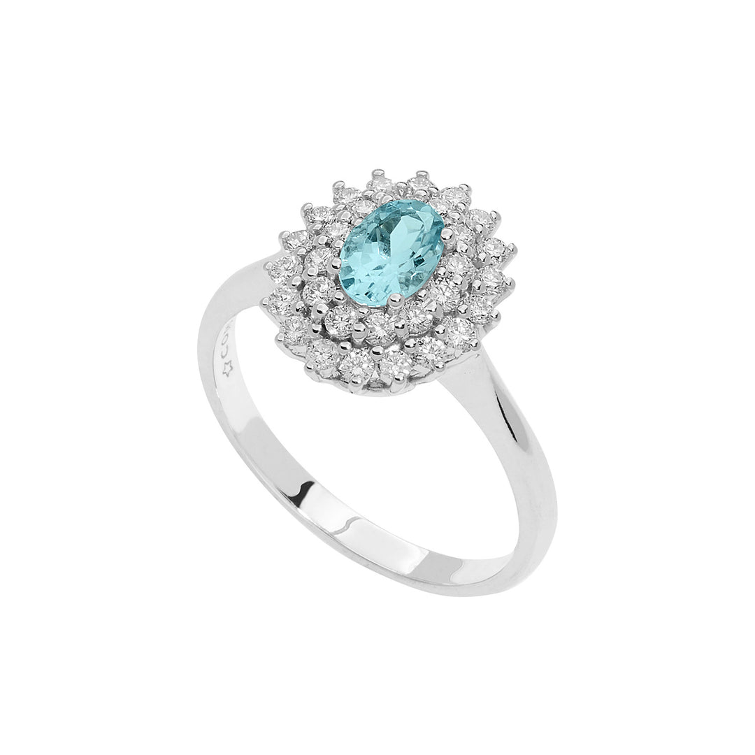 Comete Gold Ring Diamonds Aquamarine oval ANQ323