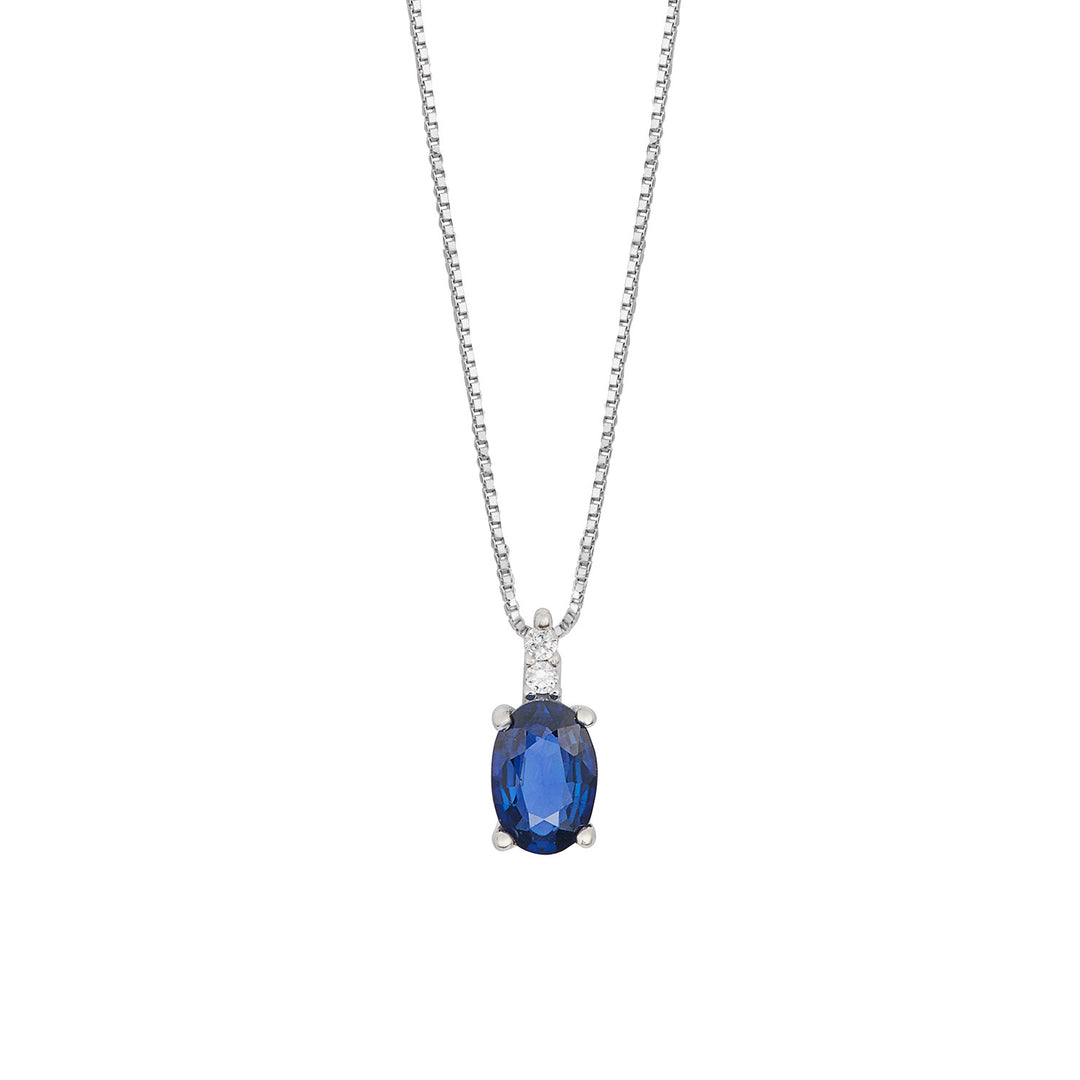 Comete Necklace Gold and White Diamonds, Oval Blue Sapphire GLB1656