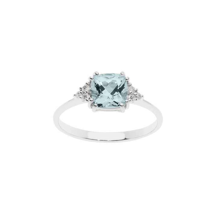 Comete Gold Ring with Diamonds and Aquamarine old cut ANQ308