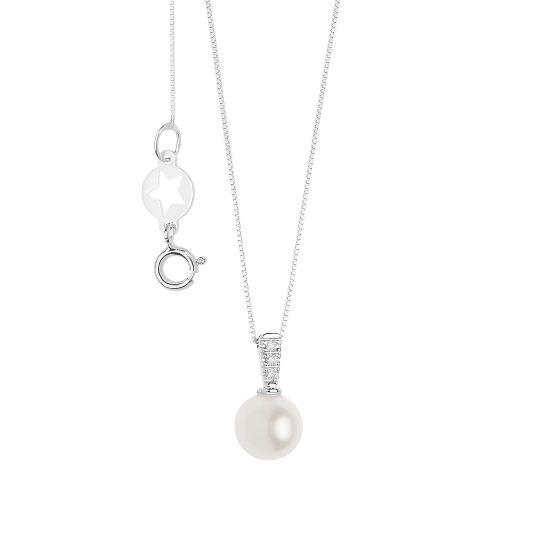 Comete Necklace with Pearl and White Diamonds GLP622