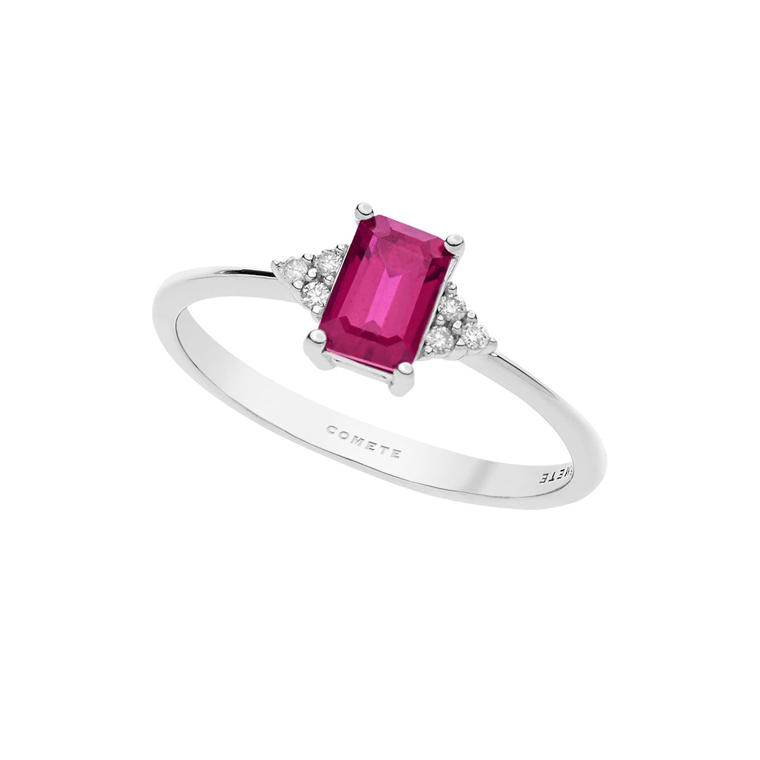 Comete Gold Ring with Diamonds and Octagonal Ruby ANB2357