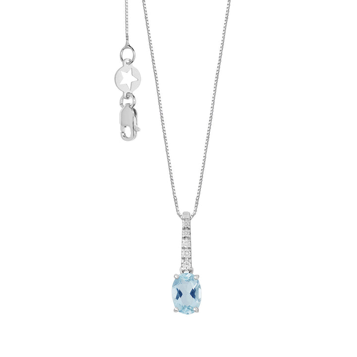 Comete Oval Aquamarine Necklace in Gold and Diamonds GLQ317