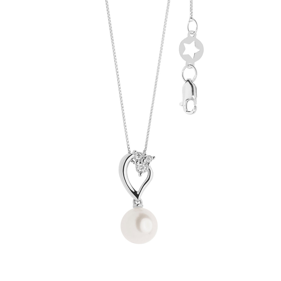 Comete Choker Necklace Pearls in Gold and Diamonds Drop GLP611