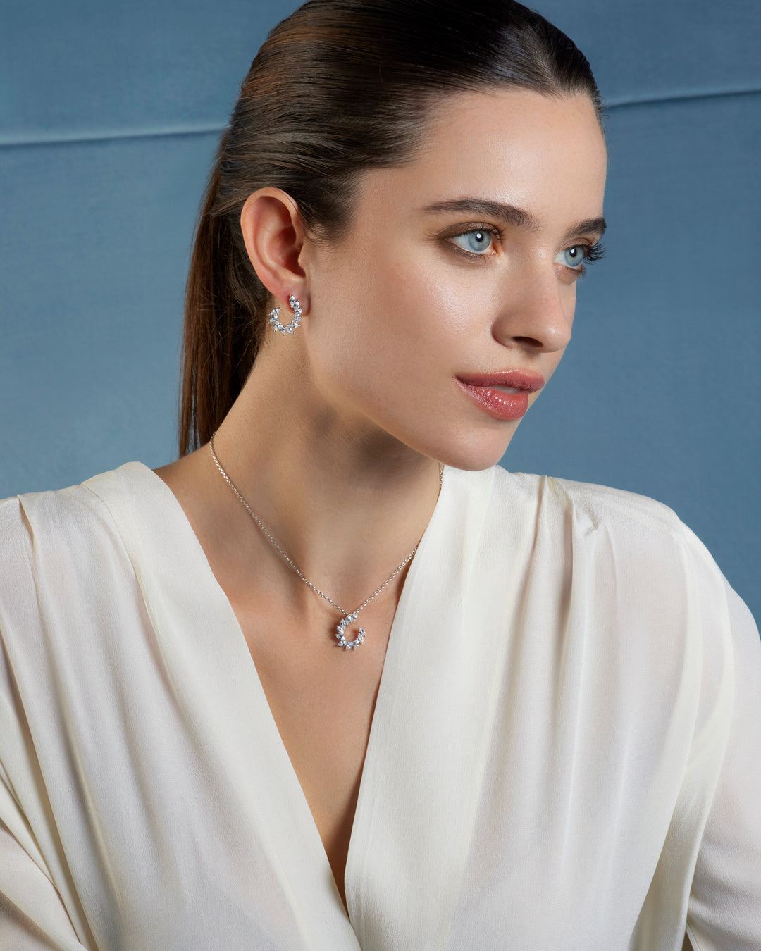 Comete Earrings in 925‰ Silver and White Zircons ORA204
