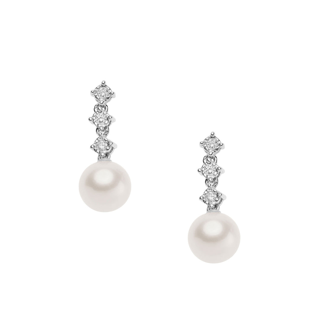 Comete Pearl Earrings in Gold and Diamonds Trilogy ORP740