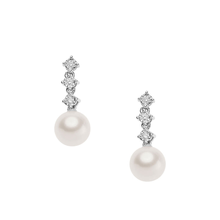 Comete Pearl Earrings in Gold and Diamonds Trilogy ORP740