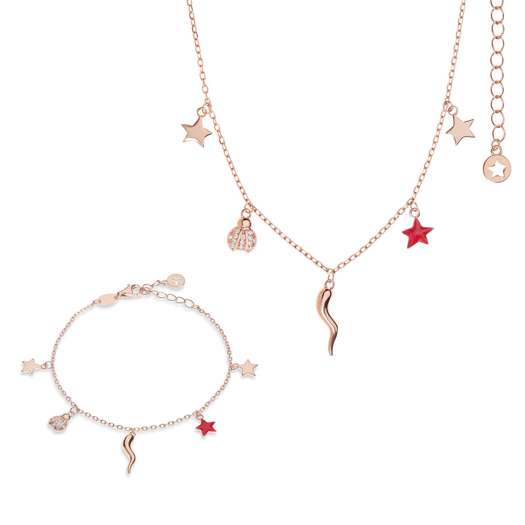 Comete Necklace and Bracelet in Silver Cornetto, Talisman collection KIT249244