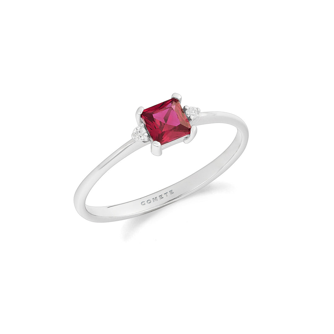 Comete Ring in white gold with diamonds and rubies ANB2707