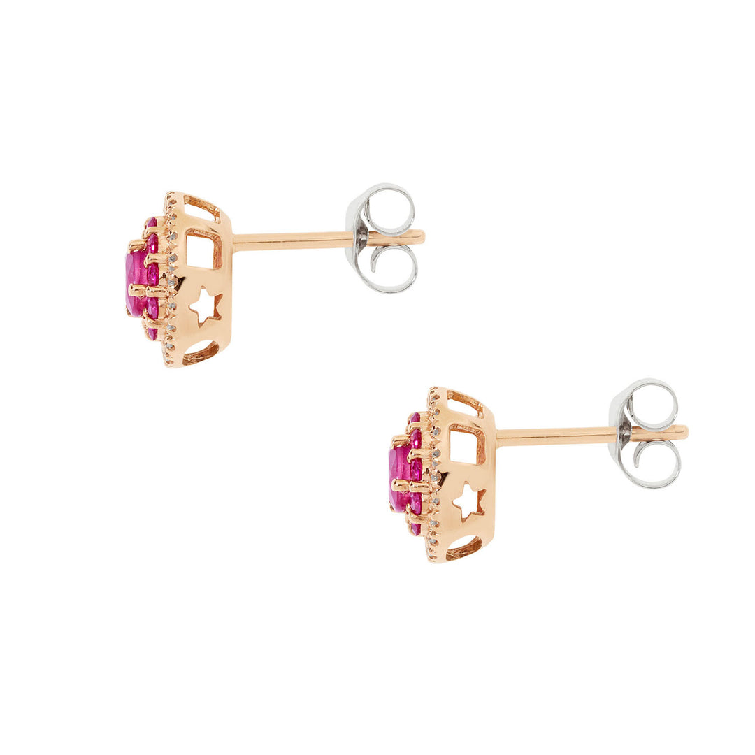 Comete Earrings in rose gold with diamonds and rubies ORB1032