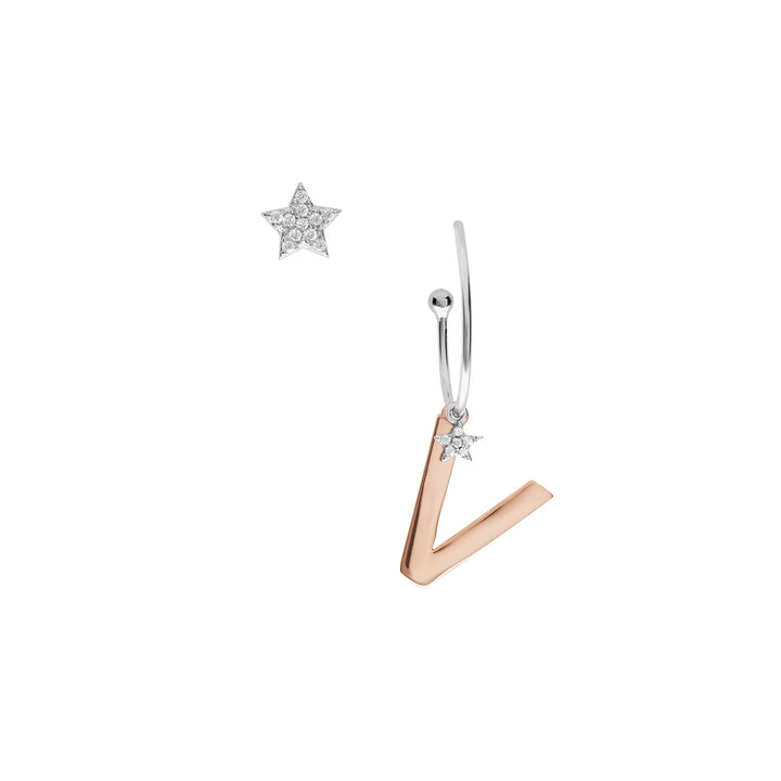 Comete Silver Earrings Letter V ORA169