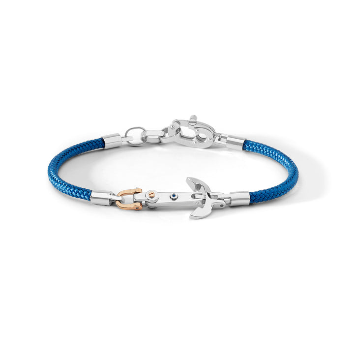 Comete Anchor Bracelet in Steel and blue cord UBR841