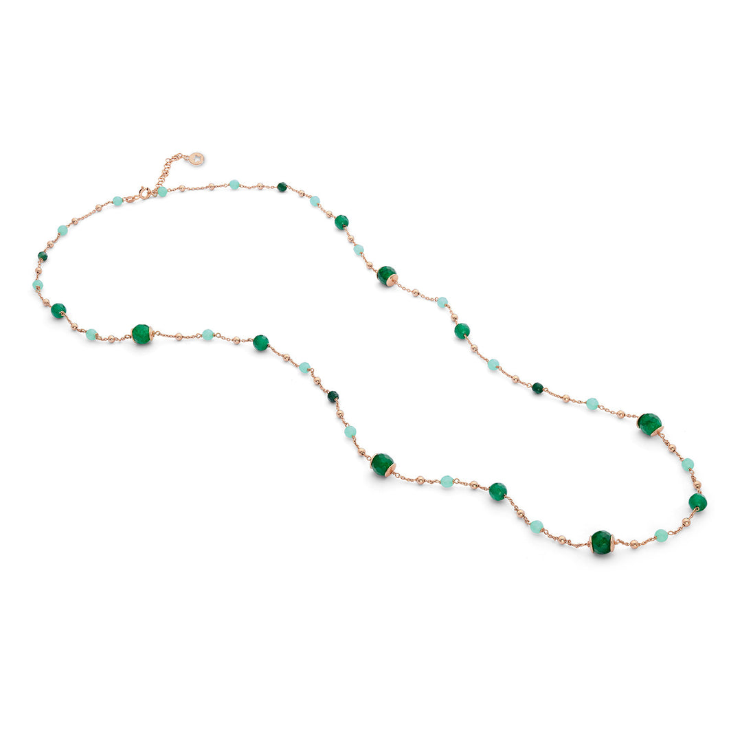 Comete 925‰ Silver Necklace with colored Agate, Jade and Quartz GLA270