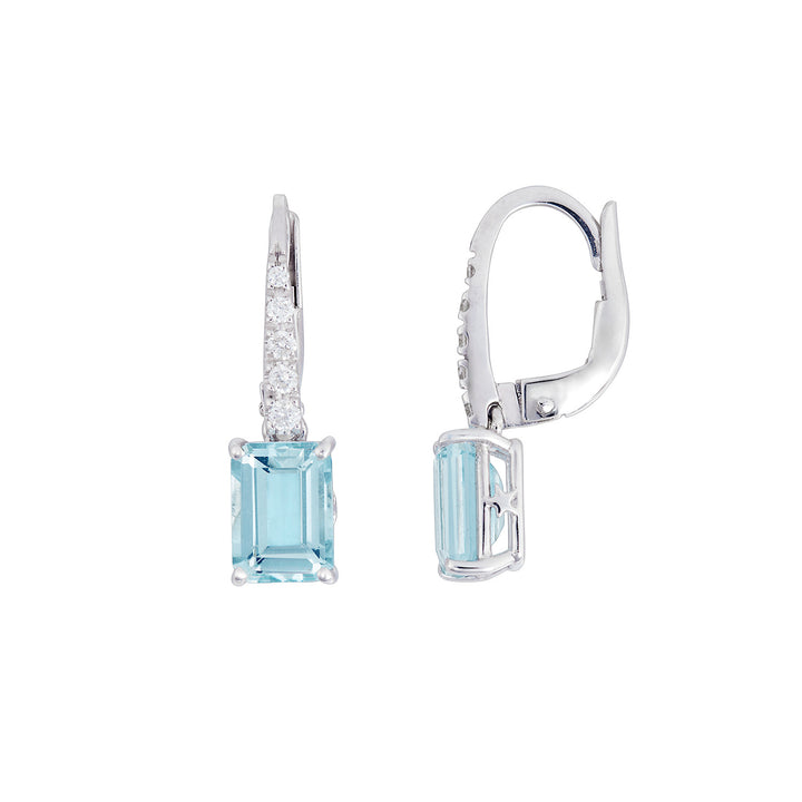 Comete Octagonal Aquamarine Earrings in Gold and Diamonds ORQ278