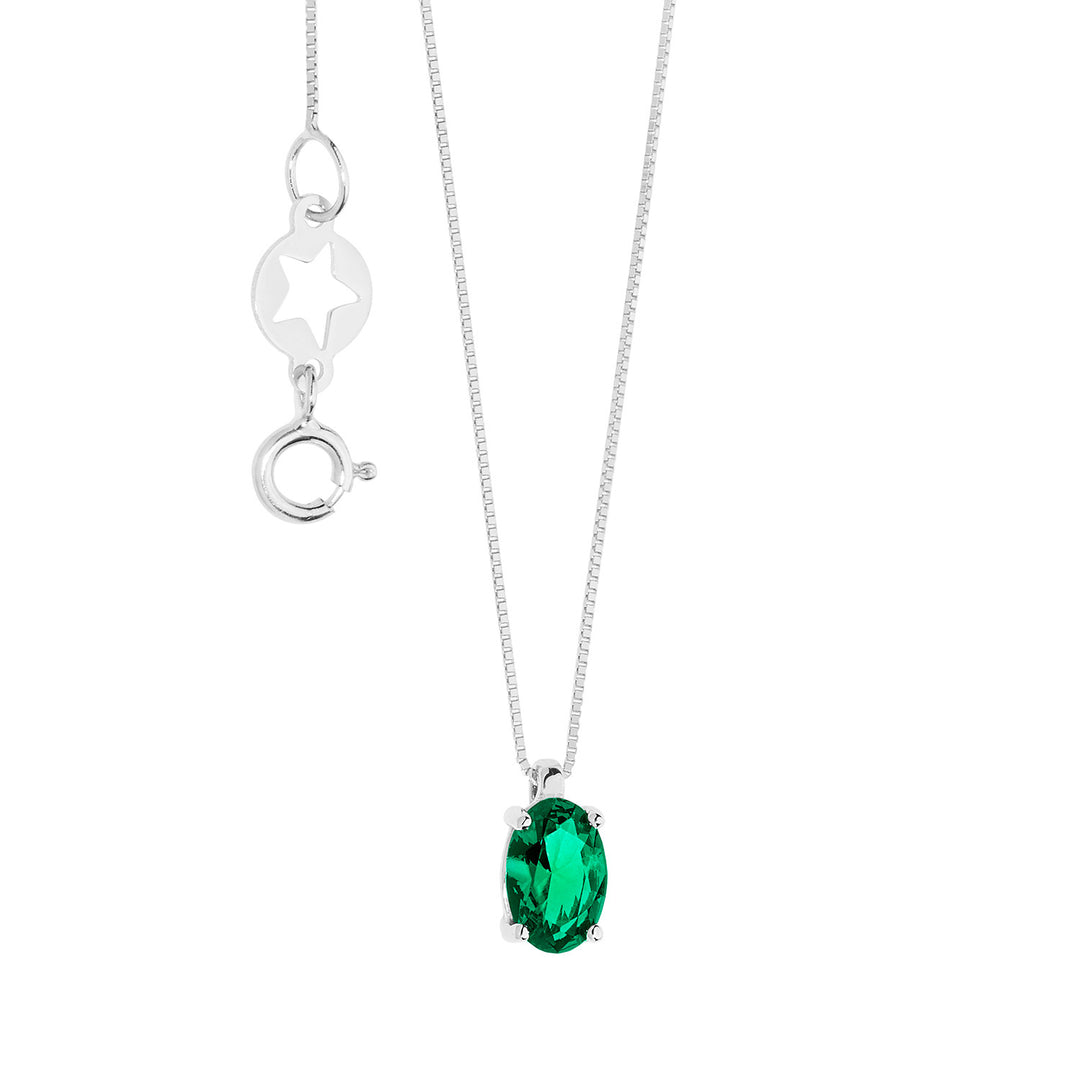 Comete Oval Necklace in Gold and Emerald GLB1620