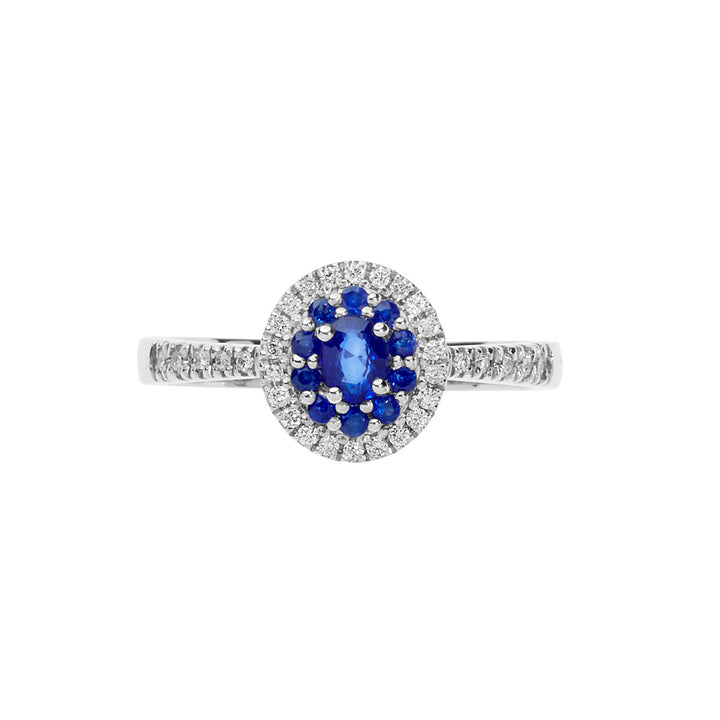 Comete Gold Ring with Diamonds and Blue Sapphires ANB2579