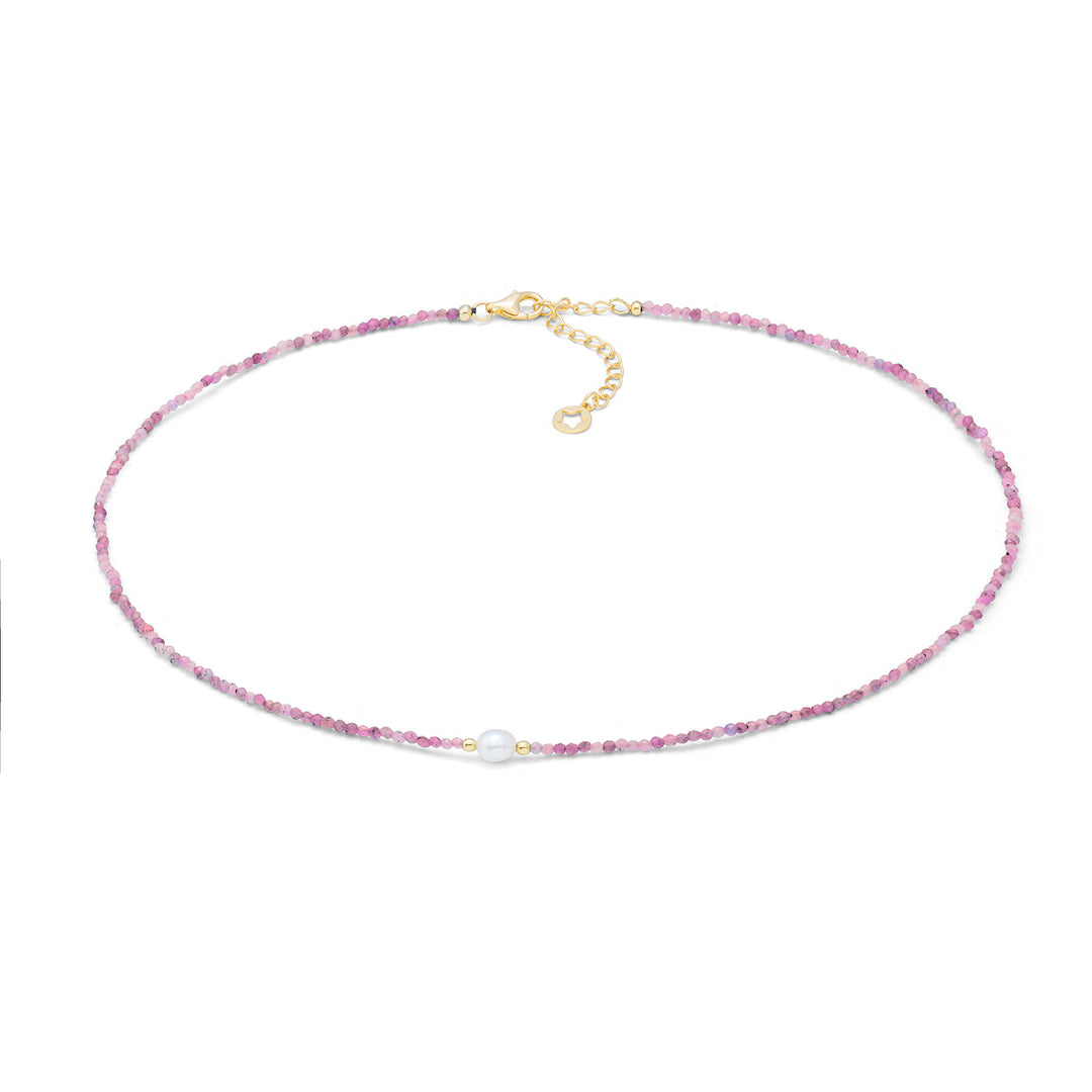 Comete Necklace in 925‰ silver with ruby and pearl GLA301