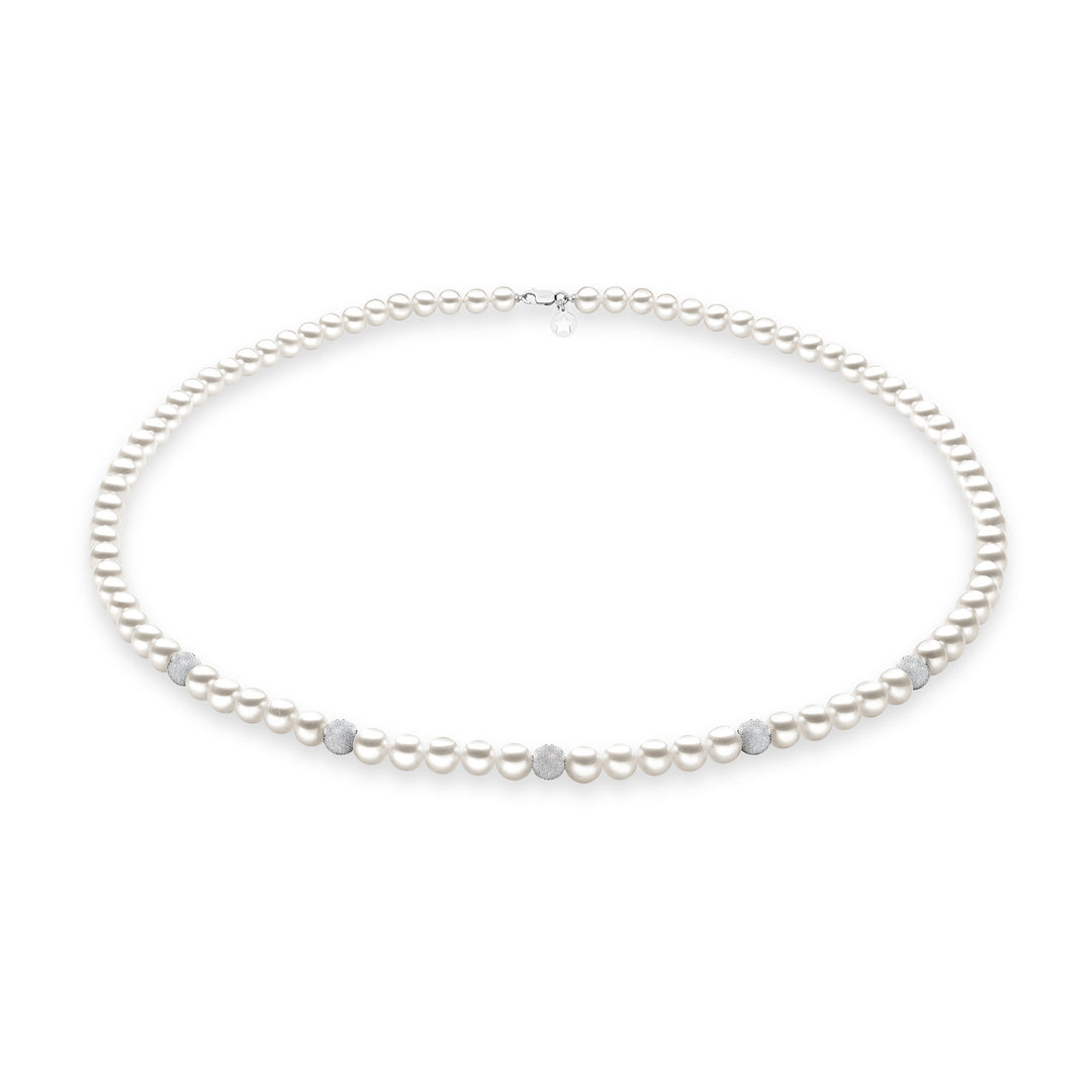 Comete Freshwater Pearl Necklace with Diamonds in Gold FWQ190B