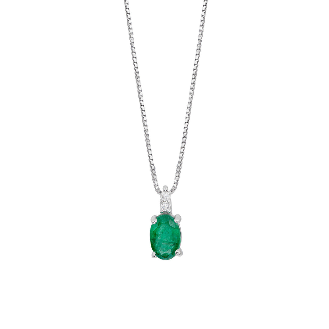 Comete Necklace Gold and White Diamonds, Oval Emerald GLB1658S3