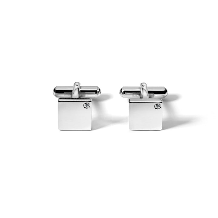 Comets Square Cufflinks in Steel and Black Diamonds UGM102N