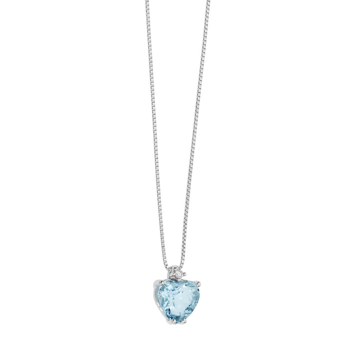 Comete Gold Diamond and Aquamarine Heart Necklace GLQ272