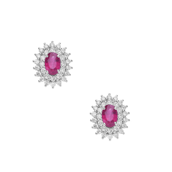 Comete Gold Earrings with Diamonds and Oval Rubies ORB1057