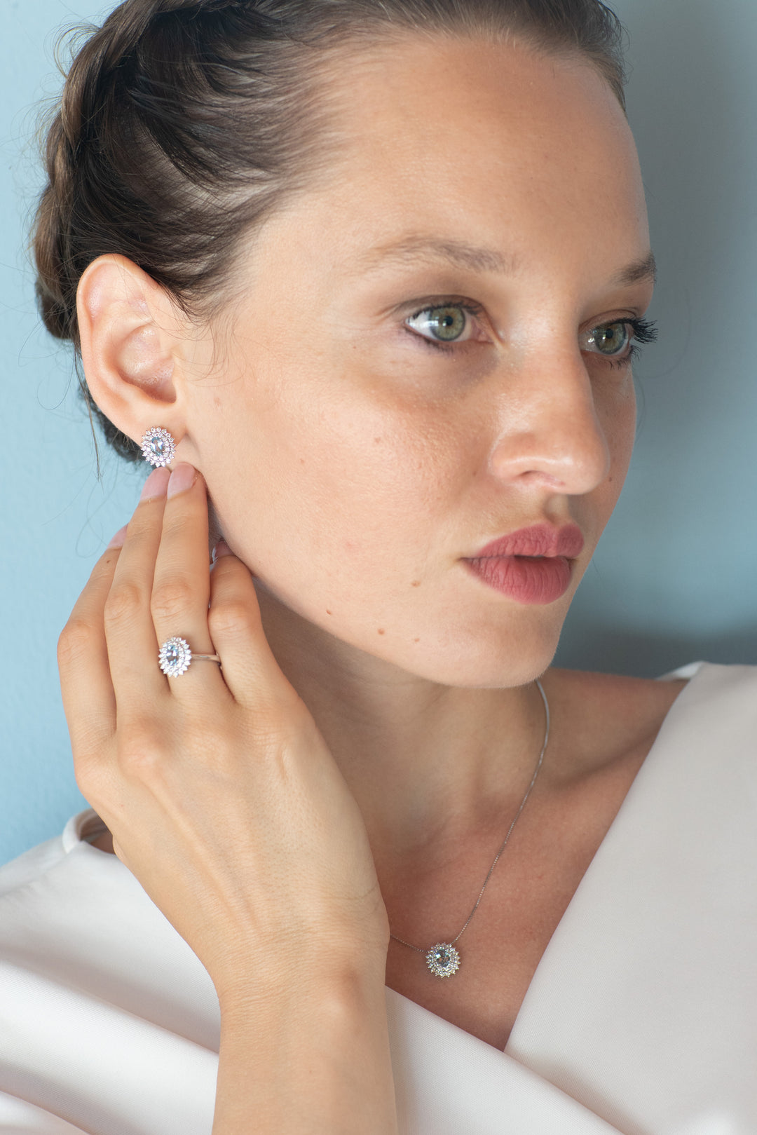 Comete Gold Ring Diamonds Aquamarine oval ANQ323
