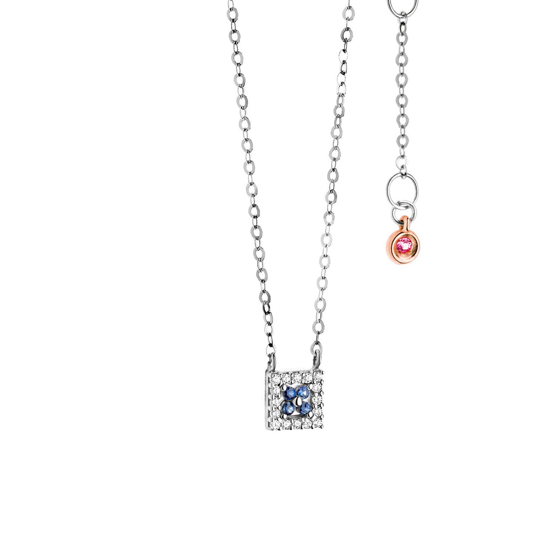 Comete Necklace in white gold with diamonds and sapphires GLB961